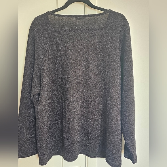 Penningtons BLACK Long-Sleeve Black V-Neck Knit Top Metallic Fibers Size 2X - Picture 5 of 11